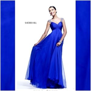 NWT Sherri hill royal blue beaded gown NWT